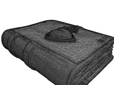 Vintage Leather Heart Clasp Journal Low-poly 3D model