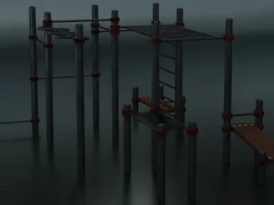 Trainers for outdoor sports grounds  Horizontal bar with bars 3D model