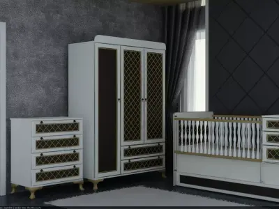 Luxury Baby Bedroom Furniture 3d Low-poly 3D model