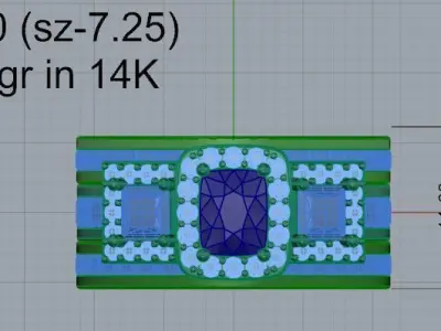 Halo Ring With 2 Channel Setting Band 4030 3D print model