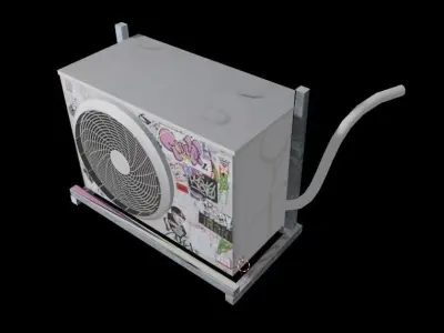 Air Conditioner full sticker and graffiti Low-poly 3D model 3D model