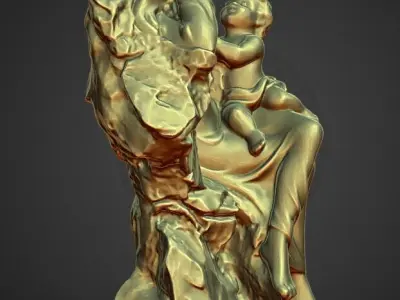 sculpture madonna and child 3D print model