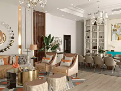 Modern Interior Reception Scene Low-poly 3D model