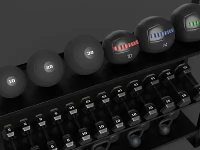 Rack with Sports Equipment 3D model