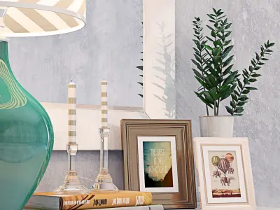 MODERN VANITY Dressing Table with Decorative Set 3D model