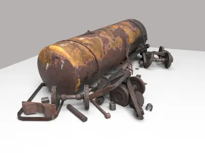 Oil Rail Car Crash 3D model