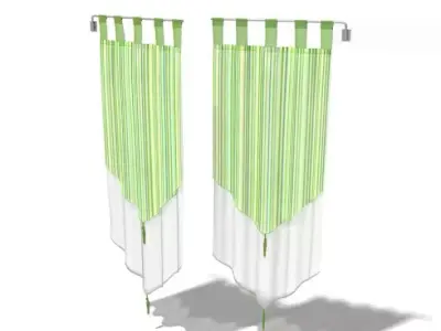 Hanging Green Curtains 3D model