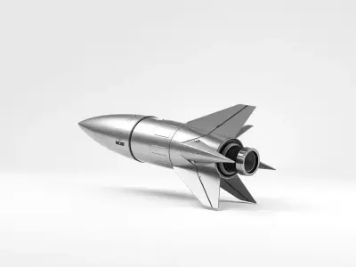 Sleek Silver Rocket model pack Low-poly 3D model