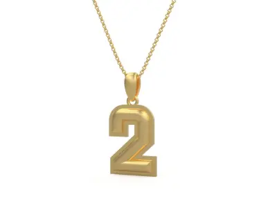 Model 1151 Number 2 Necklace Curved With Border 3D print model