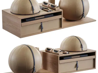 RACKA SET WITH FITNESS EQUIPMENT 3D model