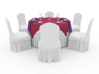 Banquet Table and Chair 24 3D model