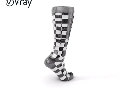 Checkered Sock D Model Pack  High Detail Low-poly 3D model