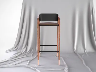 Mid-Century Modern Design Bar Stool Scandinavian Design 3D model