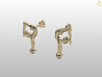 Earrings Gymnastic girl 3D print model