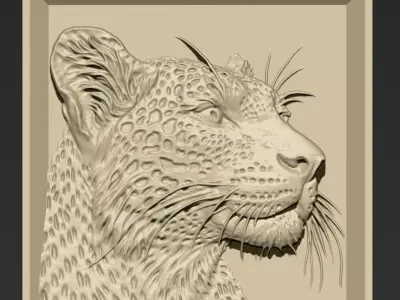 Leopard Head A5 3D print model
