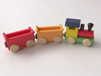 Wooden Toy Train 3D model