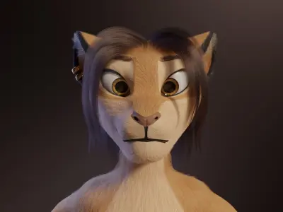 Nicole Anthro lioness 3D model