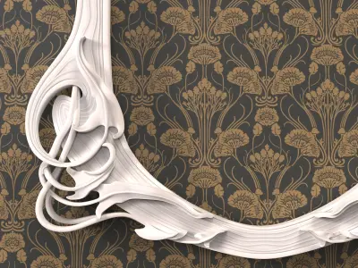 Art Nouveau leaf frame 3D print model