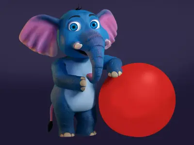 Cartoon elephant  3D model