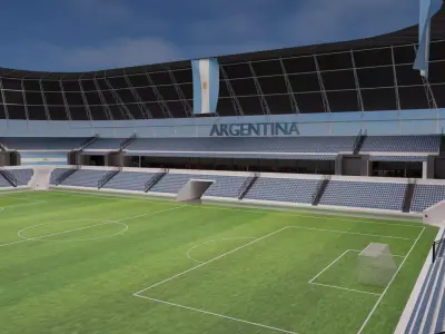 Argentina Football Stadium and Interiors Low-poly 3D model