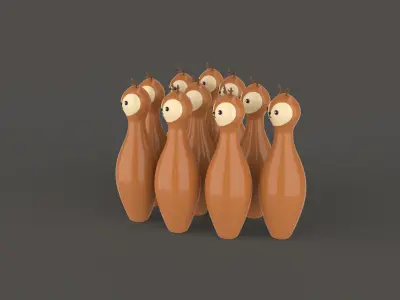 Cartoon Deer Bowling And Ball Bowling  Low-poly 3D model