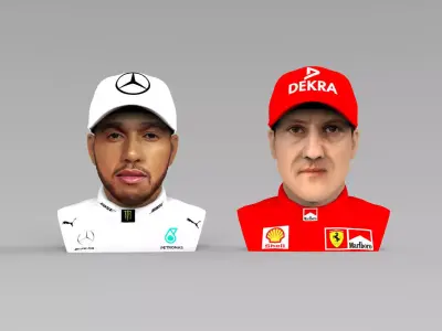 Michael Schumacher Lewis Hamilton busts full color 3D printing 3D Model Pack