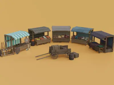 Medieval Market Pack Low-poly 3D model