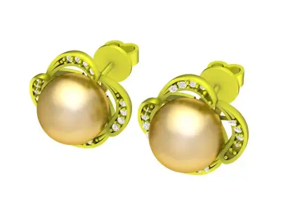 A6771 Luxury Diamond Pearl Earrings 3D print model