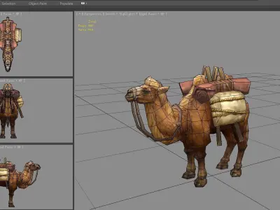 Cartoon pack camel Low-poly 3D model