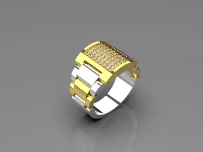  Luxury man Rolex design diamond ring modelror0033 3D print model