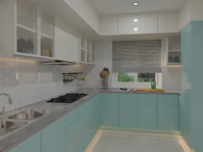 Modern 3Bhk Apartment Interior Design - 3 3D model