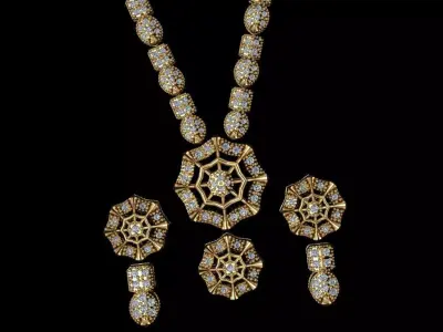 NECKLACE gold and diamond set 3D print model
