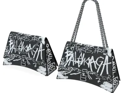 Balenciaga Crush Medium Chain Bag Graffiti Low-poly 3D model