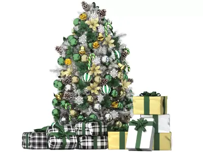 christmas tree with green ornaments 3D model