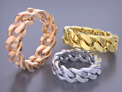 Moveable Cuban Link Chain Ring-15 files 3D print model