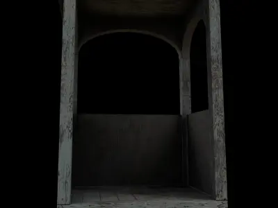 Balcony wooden small Low-poly 3D model