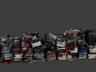 Junkyard Cars 01 Low-poly 3D model