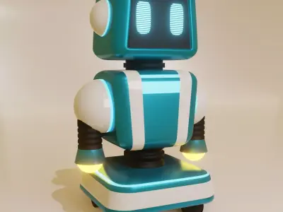 Simple Lowpoly The cute blue robot without rigging Free 3D print model