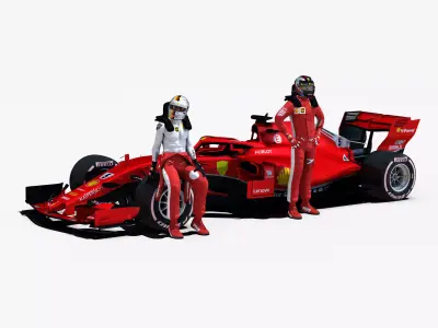 F 2018 ferrari team Low-poly 3D model