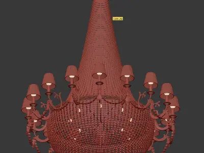 Large classic brass and crystal chandelier 3D model