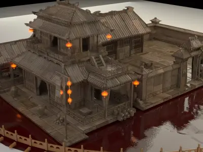 Chinese wooden house  3D model