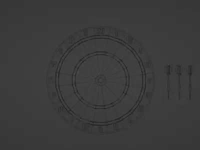 Darts dart board and 3D model