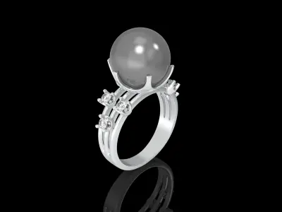 fashion Jewelry  rings  with pearls 3D print model