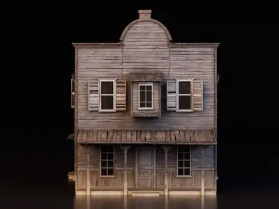 Old Wooden Western House Low-poly 3D model