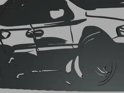 Drifting Car 02 Wall Silhouette 3D print model