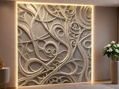 modern panel wall decor set wall relief mural CNC 142 3D model
