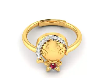 Ring 3D print model gold with diamonds and rubies 3D print model