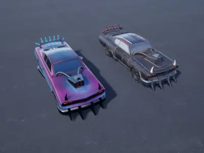 Post Apocalyptic Cars Low-poly 3D model