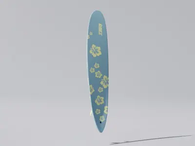 Longboard Surfboard with 6 Unique Design Variants Low-poly 3D model