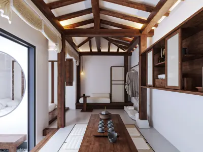 hotel bedroom interior   3D model